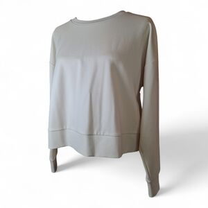 Eileen Fisher Cream Long Sleeve Cropped Sweatshirt
